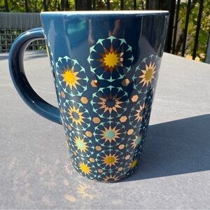 David’s Tea Moroccan Mosaic Perfect Mug Starburst Pattern Deep Indigo Color